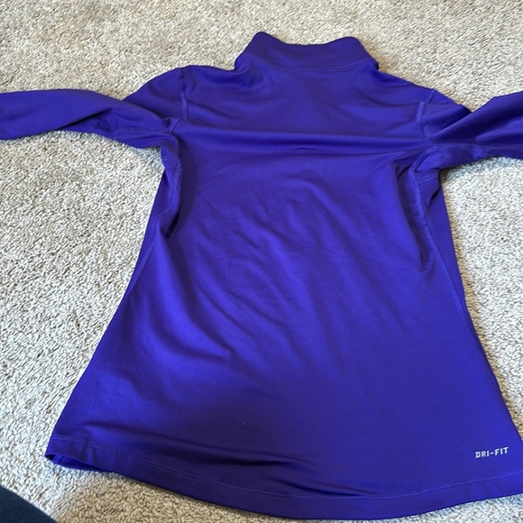 Nike Pro Quarter Zip Purple Long Sleeve Top Sz Medium Dri Fit - Picture 7 of 8